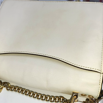 COACH KLARE Beige Leather Old Flower Embossed Crossbody Bag Shoulder Bag Golden hardware-(SKU)-942136285