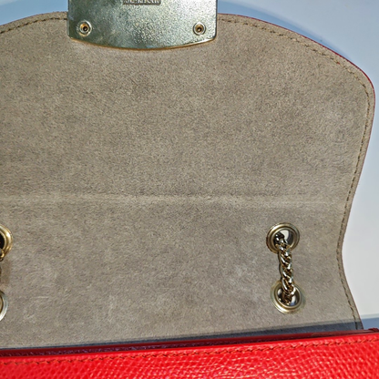 FURLA Red Leather Rivets Shoulder Bag Crossbody Bag Golden hardware-(SKU)-940159731