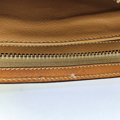 CELINE MACADAM CLUTCHES Beige Coated Canvas Triumph Handbag Brown Hardware-(SKU)-951569152