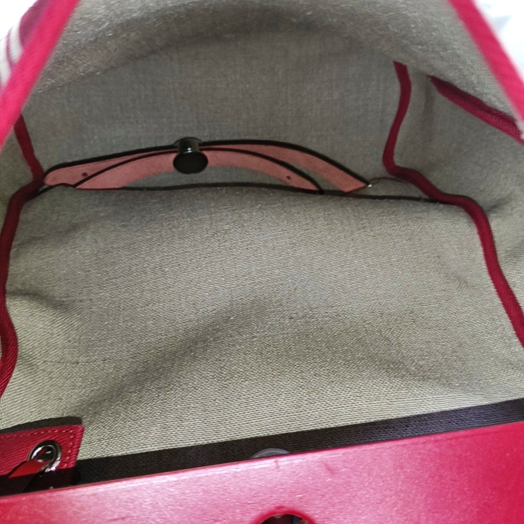 HERMÈS Herbag Beige Canvas Backpack and Tote Bag with Silver Hardware, Detachable Strap, Z-(SKU)-969072208