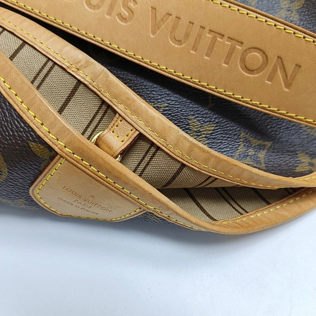 LOUIS VUITTON DELIGHTFUL Brown Coated Canvas Monogram Tote Bag Single Shoulder Bag Golden Hardware-(SKU)-971271312