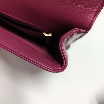 CHANEL CLASSIC FLAP Mini Burgundy Calfskin Quilted Large Mini Shoulder Bag Crossbody Strap Gold Hardware 24k-(SKU)-971151918