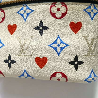LOUIS VUITTON NICE Small White Coated Canvas Print Crossbody Bag Shoulder Bag Handbag Removable Strap Golden Hardware-(SKU)-953026193