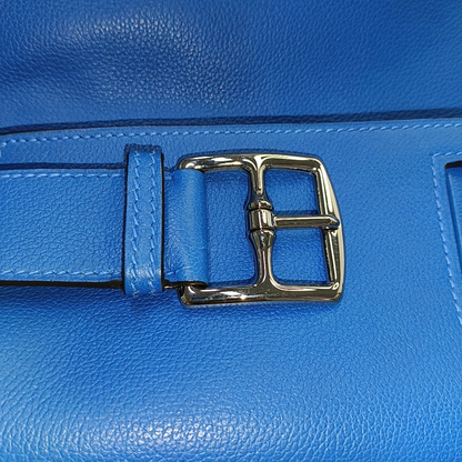 HERMÈS Etribelt Tanzanian Blue Evercolor Leather Tote Bag Silver Hardware 🅀 Stamp-(SKU)-931664662