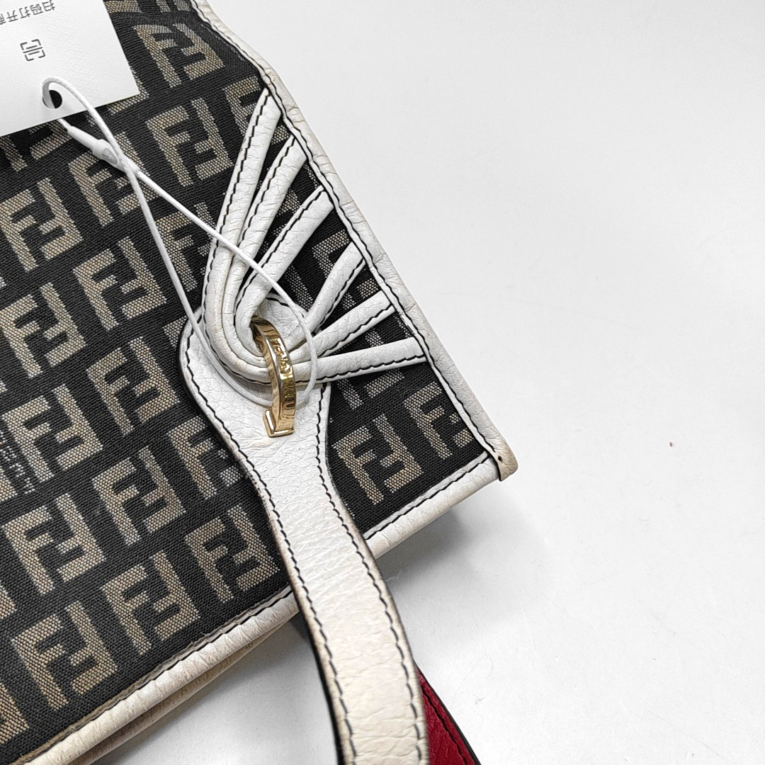 FENDI Tote bag 深棕色帆布双F提花Handheld包 Golden hardware-(SKU)-944134607