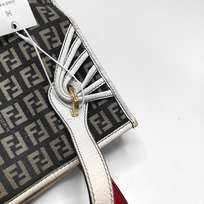 FENDI Tote bag 深棕色帆布双F提花Handheld包 Golden hardware-(SKU)-944134607