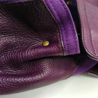 YSL MUSE TWO Purple Leather Tote Golden hardware-(SKU)-954560346