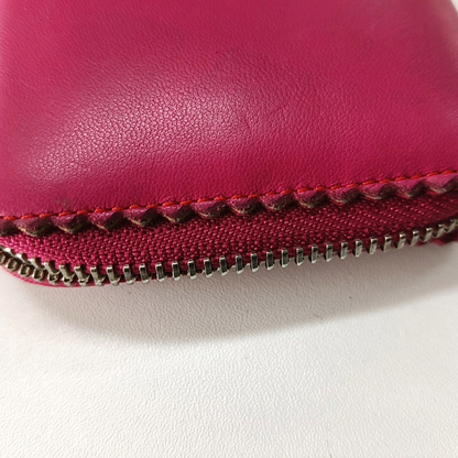 LOEWE Fuchsia cowhide tassel wallet Silver Hardware-(SKU)-13122105