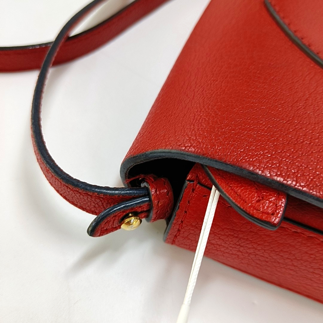 BURBERRY Square Stone Orange Red Cowhide Single Shoulder Bag, Crossbody Golden hardware Removable shoulder strap-(SKU)-959196582