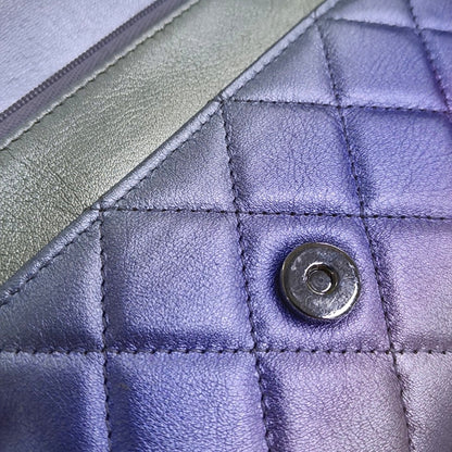CHANEL WOC Iridescent Calfskin Quilted Shoulder Bag Crossbody Bag Silver Rainbow Metal Hardware-(SKU)-962424976