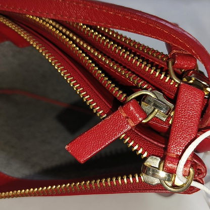 CELINE TRIO Small size Red Cowhide Crossbody Single Shoulder Bag Golden hardware Sub-bag-(SKU)-929979475