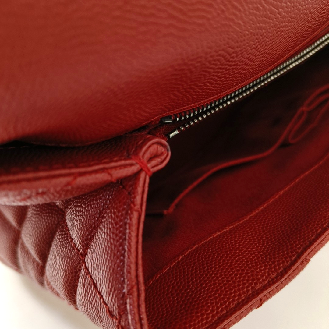 CHANEL COCO HANDLE Large size brick red grained leather quilted diamond pattern Coco Handle bag shoulder bag crossbody bag with silver hardware 23 opening and removable shoulder strap-(SKU)-952642584
