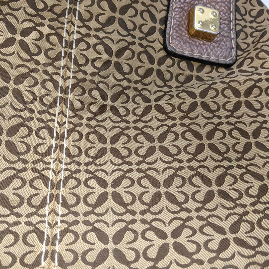 LOEWE Khaki Canvas Monogram Jacquard Single Shoulder Bag Golden hardware-(SKU)-14484696