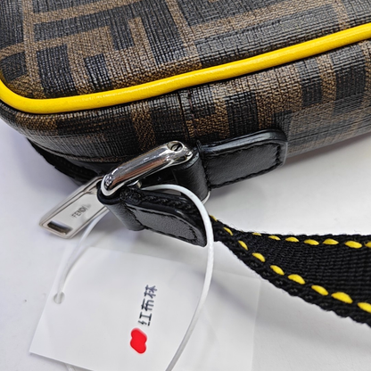 FENDI Small size Black Coated Canvas Single Shoulder Bag Golden hardware-(SKU)-945422006