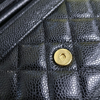 CHANEL WOC Black Caviar Leather Quilted Single Shoulder Bag with Gold Hardware-(SKU)-961837744