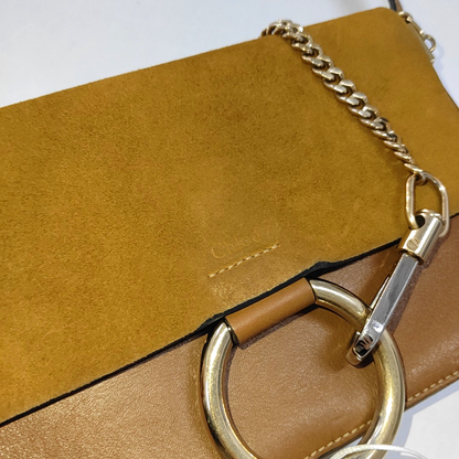 Chloé Faye Small size Brown Leather Crossbody Single Shoulder Bag Golden Silver Hardware-(SKU)-942554475