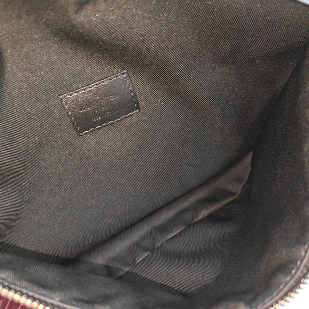 LOUIS VUITTON DISCOVERY Small Black Coated Canvas Vintage Fanny Pack Crossbody Bag Silver Hardware-(SKU)-968423625