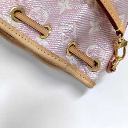 LOUIS VUITTON NOÉ Mini Pink Coated Canvas MonogramShoulder Bag Tote Bag Gold Hardware 2 Removable Straps-(SKU)-964981440