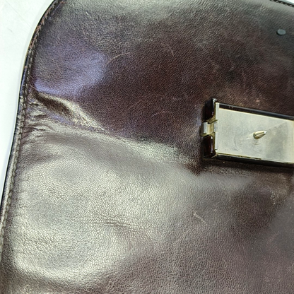 PRADA Dark Brown Leather Handbag Brown Hardware-(SKU)-954064287