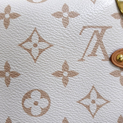 LOUIS VUITTON SOFT TRUNK Medium White Coated Canvas Monogram Soft Trunk Shoulder Bag with Detachable Strap, Gold Hardware-(SKU)-968883980