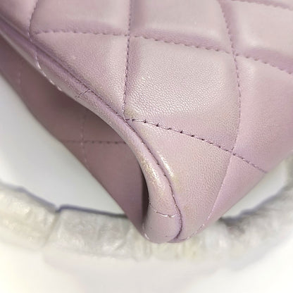 CHANEL CLASSIC FLAP Light Purple Lamb Leather Quilted Shoulder Bag with Removable Strap-(SKU)-968118036