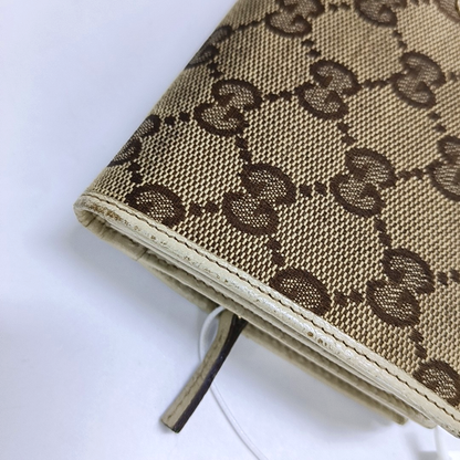 GUCCI Khaki Canvas Monogrammed Wallet Golden hardware-(SKU)-956740009