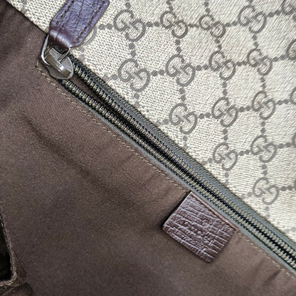 GUCCI GG Supreme Ebony Canvas Monogram Stripe Shoulder Bag Tote Crossbody Silver Hardware-(SKU)-953758546