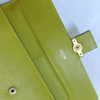 CELINE Yellow Cow Leather Embossed Wallet Golden hardware-(SKU)-944838717