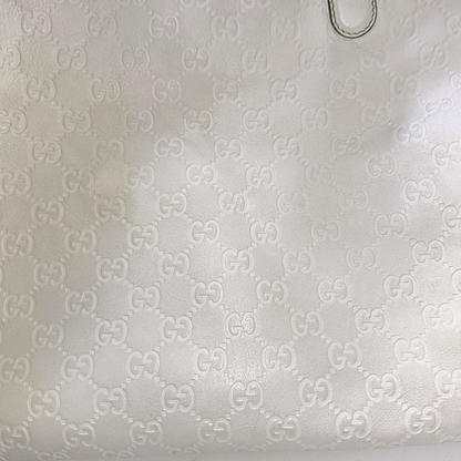 GUCCI Tote bag Beige leather old flower embossed single shoulder bag, crossbody bag Silver Hardware-(SKU)-942708264