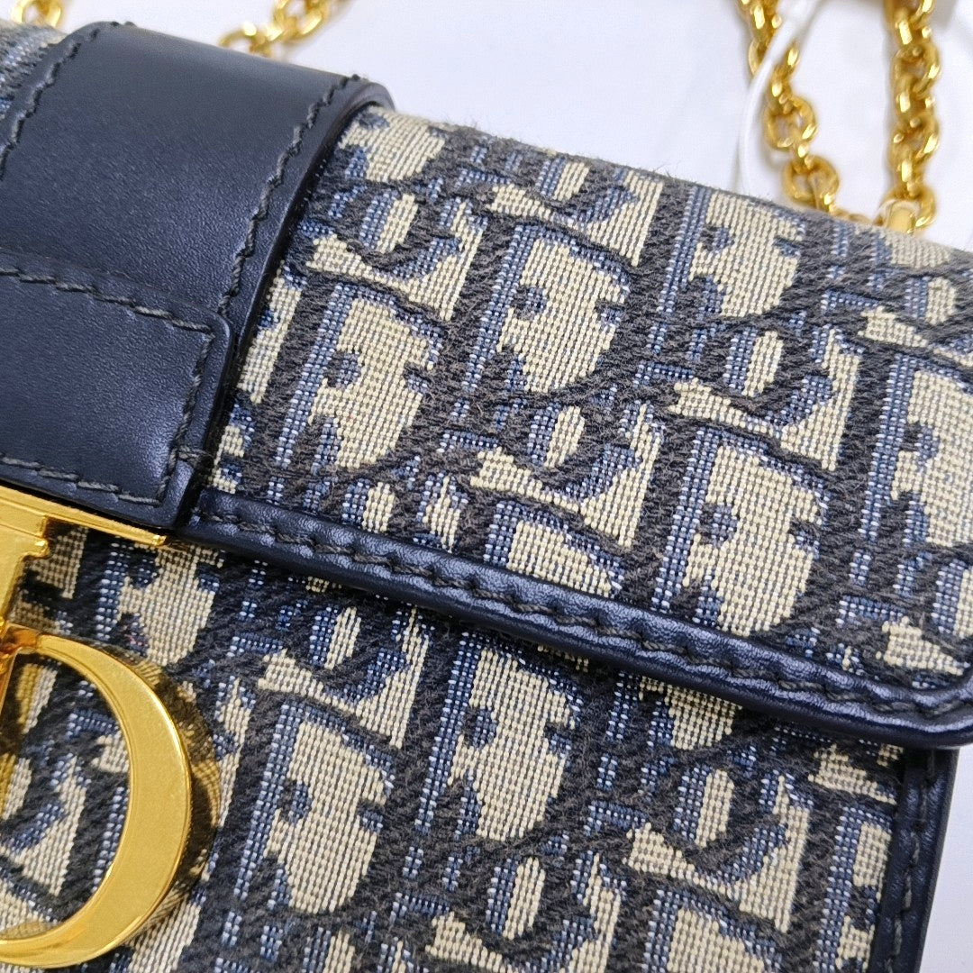 DIOR 30 Montaigne East-West blue canvas Monogram jacquard Montaigne bag shoulder bag crossbody bag removable shoulder strap-(SKU)-966152938