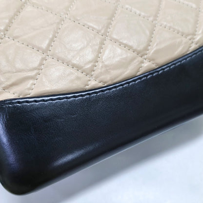 CHANEL GABRIELLE small size beige leather quilted Gabrielle bag, backpack with gold and silver hardware and 26 chain links-(SKU)-967131520