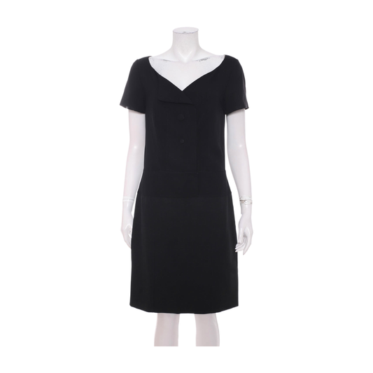 Chloé Scode Summer Black Mulberry Silk Women's Short Sleeve Long Dress-(SKU)-935533952