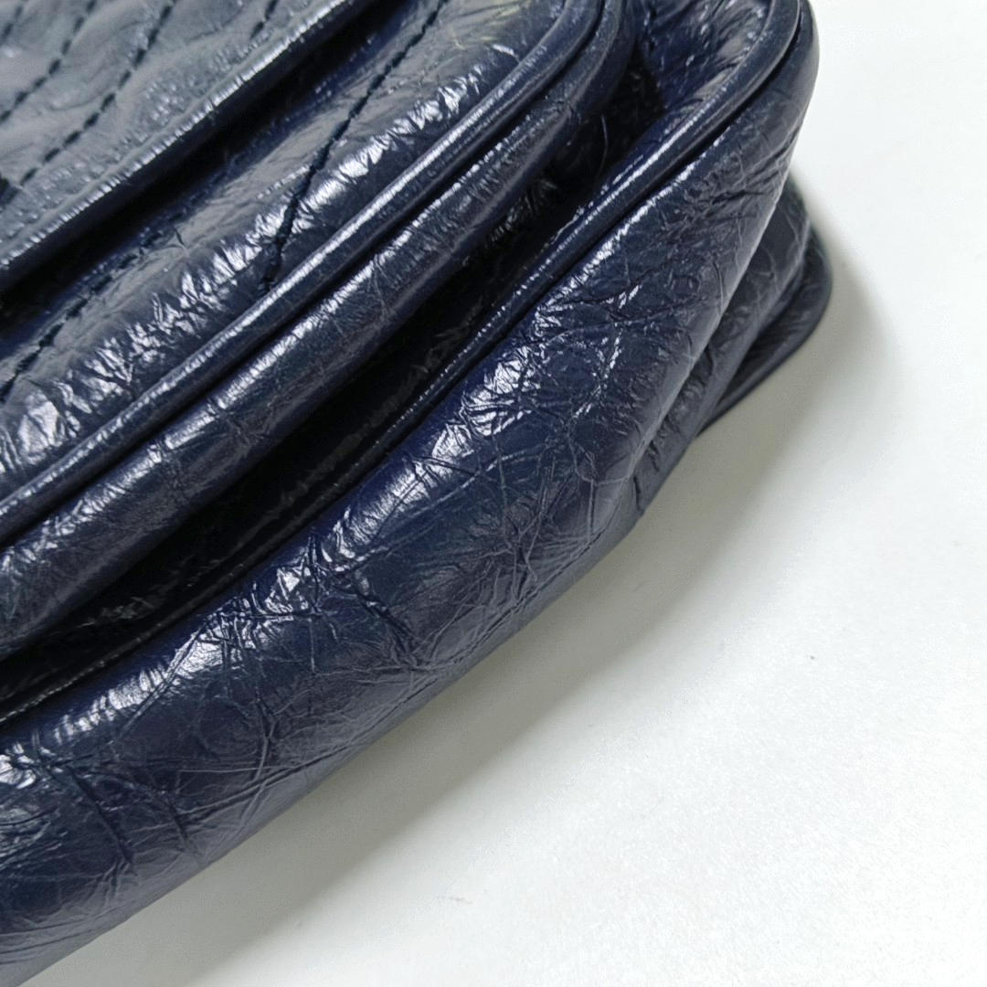 YSL NIKI Small Size Dark Blue Calf Leather Quilted V-Stitch Single Shoulder Bag Crossbody Bag Palladium Hardware-(SKU)-932669743