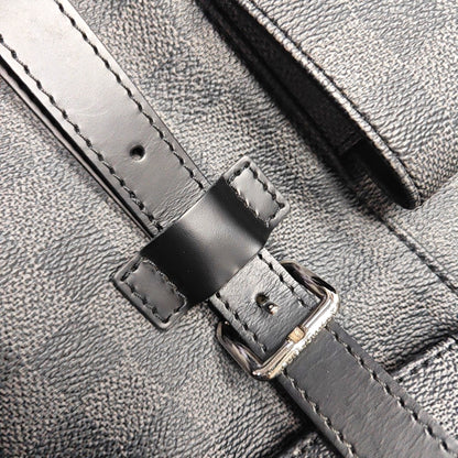 LOUIS VUITTON CHRISTOPHER Medium Grey Coated Canvas Checkerboard Backpack Tote Bag with Silver Hardware-(SKU)-969278949