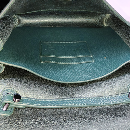 Botkier Dark Green Leather Single Shoulder Bag Handbag Crossbody Silver Hardware shoulder straps-(SKU)-942034338