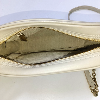 FURLA Camera Bag Light gray leather quilted crossbody single shoulder bag handbag Golden hardware Removable shoulder strap-(SKU)-941201203