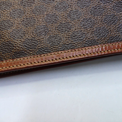 CELINE Brown Coated Canvas Triumph Clutch Golden hardware-(SKU)-946249949