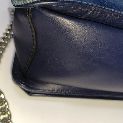 REBECCA MINKOFF Love  Blue Leather Quilted Crossbody Shoulder Bag Silver Hardware Removable shoulder strap-(SKU)-935256758