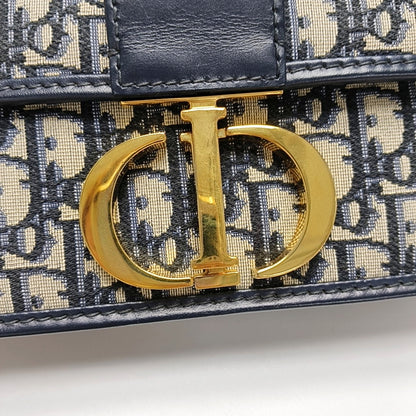 DIOR 30 Montaigne Blue Canvas Monogram Embossed Montaigne Bag Shoulder Bag with Detachable Strap-(SKU)-970899095