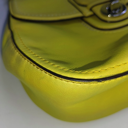 COACH WILLIS Yellow Leather Fringe Weaved Handbag Silver Hardware-(SKU)-937311657