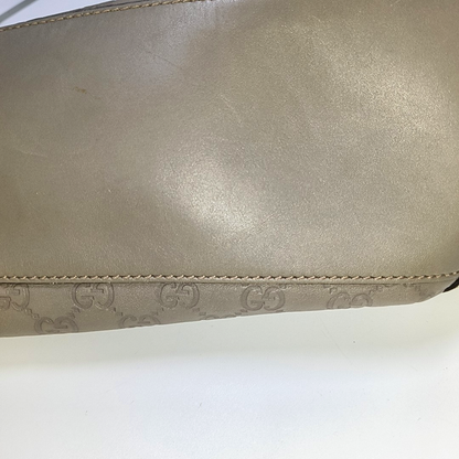 GUCCI Gray Cowhide Monogram Crumpled Single Shoulder Bag Golden hardware-(SKU)-946387965