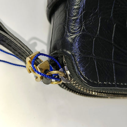 CHANEL GABRIELLE Extra Mini Black Calfskin Crocodile Shoulder Bag, Crossbody Bag with Detachable Strap and Gold/Silver Ruthenium Hardware-(SKU)-967352909