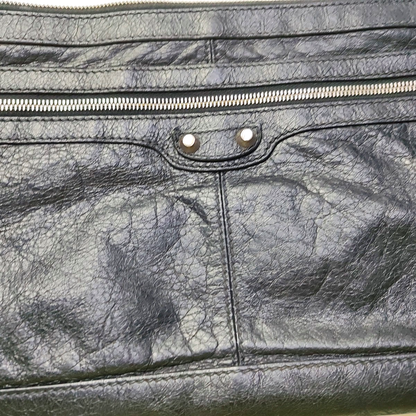 BALENCIAGA Classic City Black Lamb Skin Clutch Silver Hardware-(SKU)-935635471