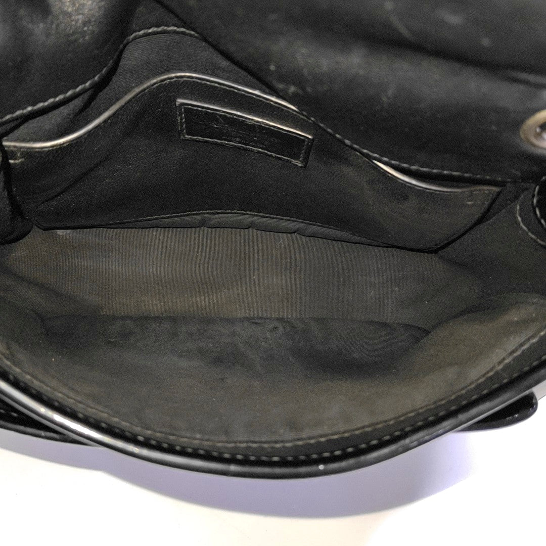 YSL NIKI Small Size Black Patent Leather Crocodile Embossed Single Shoulder Bag Crossbody Bag Palladium Hardware-(SKU)-965692565