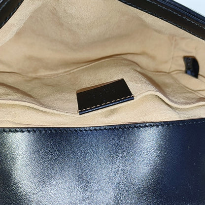 GUCCI GG Marmont Small Black Quilted Leather Shoulder Bag Crossbody Bag with Gold Hardware-(SKU)-968408003