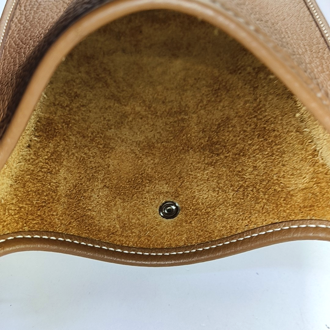 HERMÈS Evelyne TPM Gold Brown Clemence Leather Evelyne Shoulder Bag Crossbody Bag Silver Hardware Removable Strap U Complete Accessories-(SKU)-954343620