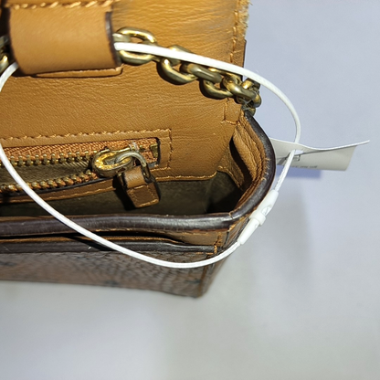 MCM MILLIE  Medium size Cognac coated canvas monogram laurel buckle shoulder bag/crossbody bag Golden hardware Removable shoulder strap-(SKU)-944137648