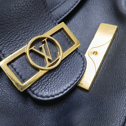 LOUIS VUITTON DAUPHINE Medium Black Leather Crossbody Shoulder Bag Handbag with Gold Hardware and 2 Removable Shoulder Straps-(SKU)-958414273