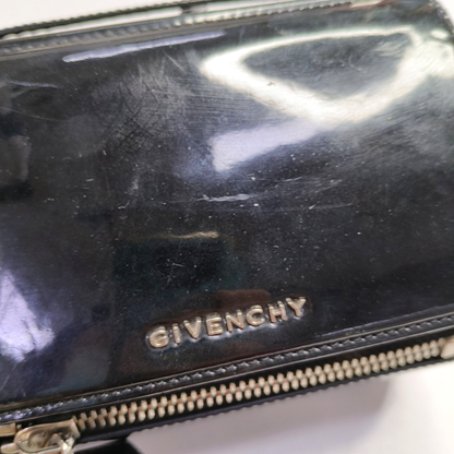 GIVENCHY Pandora Black Leather Crossbody Bag Single Shoulder Bag Silver Hardware Removable shoulder strap-(SKU)-946136707