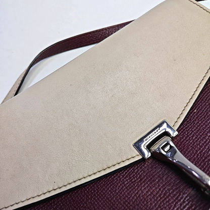 BURBERRY Macken Small size Burgundy Cowhide Single Shoulder Bag Crossbody Bag Silver Hardware Removable shoulder strap-(SKU)-947140810